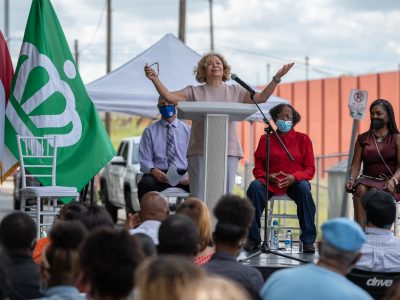 The Genesis Park Neighborhood Association invited Charlotte leaders and neighbors got together for the unveiling of a revolving art project of a neighborhood leader.